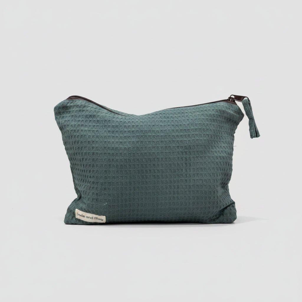 Cosmetic Pouch - Organic Waffle Cotton Zip Up Bag-1