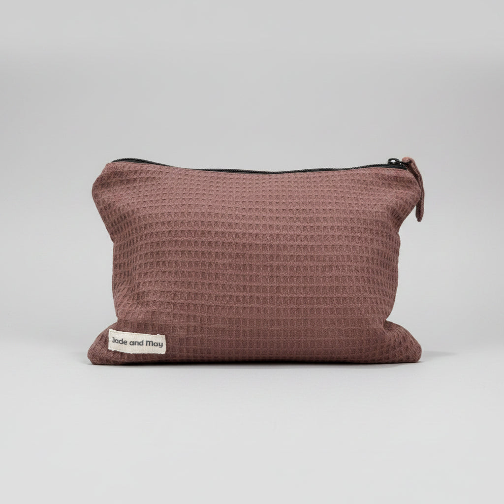 Cosmetic Pouch - Organic Waffle Cotton Zip Up Bag-0