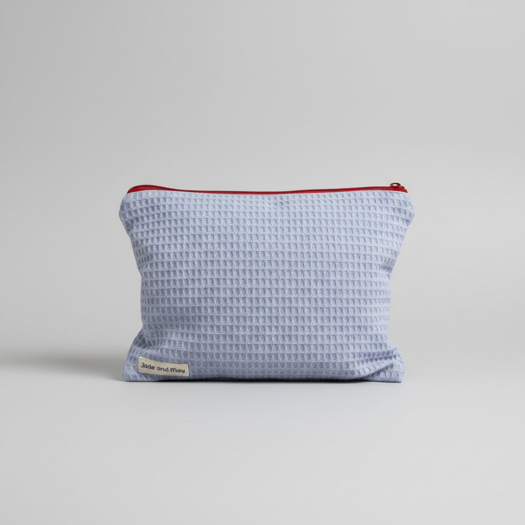 Cosmetic Pouch - Organic Waffle Cotton Zip Up Bag-2