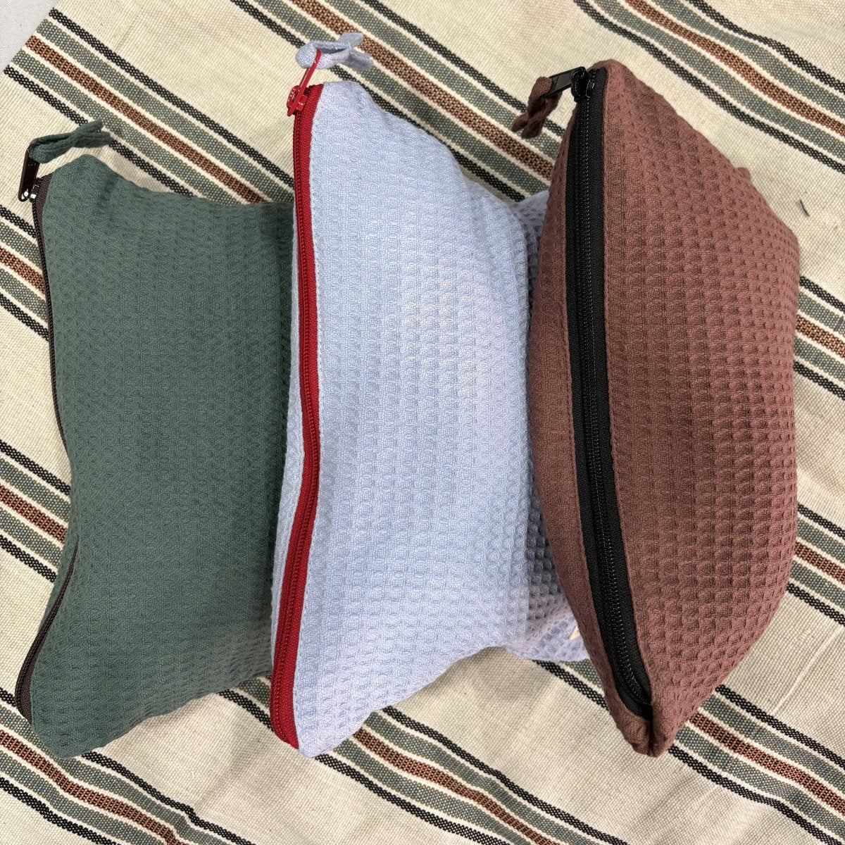 Cosmetic Pouch - Organic Waffle Cotton Zip Up Bag-4